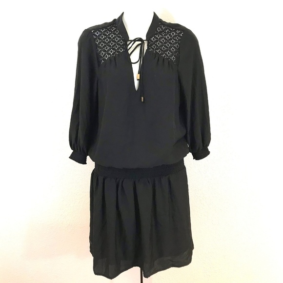 Bar III Dresses & Skirts - Bar 111 Drop-waist Dress LBD Lace shoulders 3/4